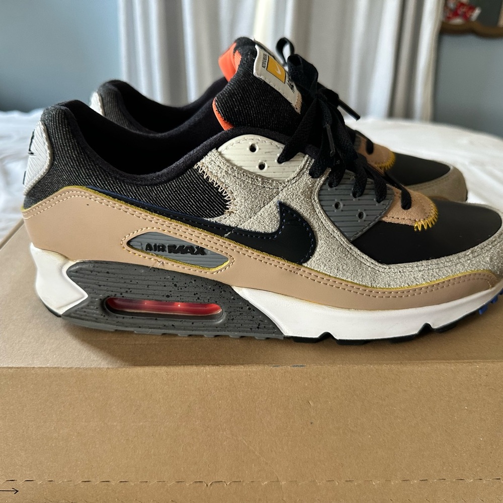Nike Alter and Reveal Air Max 90 Black and Tan Sneakers